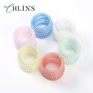 Chlins 6 ชิ้น / เซต สีพื้น โทรศัพท์ ลวด ยางรัดผม แฟชั่น ที่เรียบง่าย ยางรัดผม ผู้หญิง เครื่องประดับผม