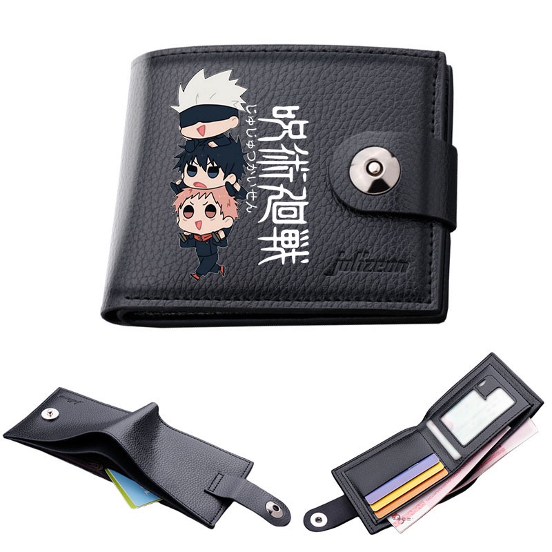 กระเป๋าสตางค์ ลายการ์ตูนอนิเมะ Jujutsu Kaisen สองใบ ใส่บัตรได้ สําหรับนักเรียน