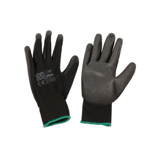 ถุงมือถักเคลือบ M สีดำ อีโค่ PU GLOVE Black M Coated Eco Knit Gloves PU GLOVE