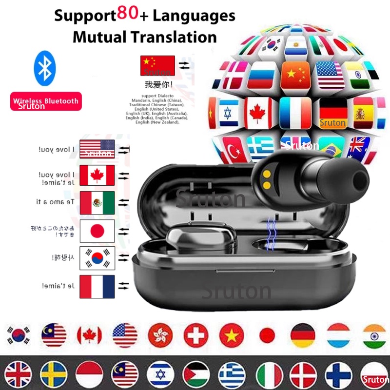 แปลภาษา 80 ภาษา แปลทันที อัจฉริยะ แปลด้วยเสียง ไร้สาย บลูทูธ เข้ากันได้กับหูฟังแปลภาษา