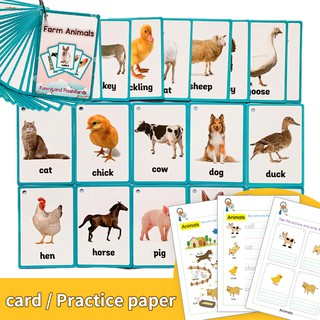 Farm Animals English Cognitive Flash Card Gifts Practice Paper Exercise Coloring Books Educational Toys