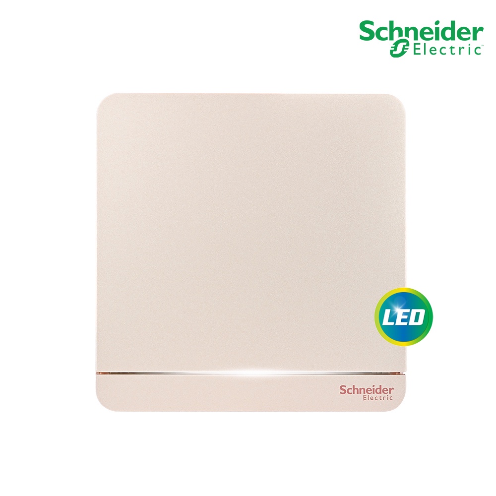 Schneider สวิตช์ไฟทางเดียว 1 ช่อง มีไฟ LED switch 16AX 250V 1Way LED สีทอง รุ่น AvatarOn E