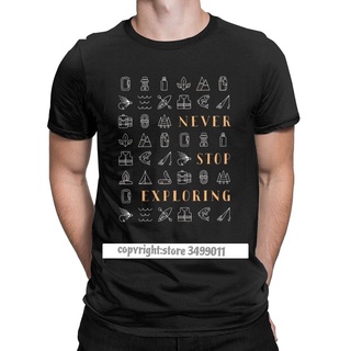 เสื้อยืดลําลอง ผ้าฝ้าย แขนสั้น คอกลม พิมพ์ลาย Never Stop Exploring Hiking Tops สําหรับผู้ชาย เหมาะกับการพกพา ตั้งแคมป์