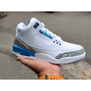 Jordan 3 Mens "University Bue" รองเท้าผ้าใบลําลอง สําหรับผู้ชาย สีขาว สีฟ้า