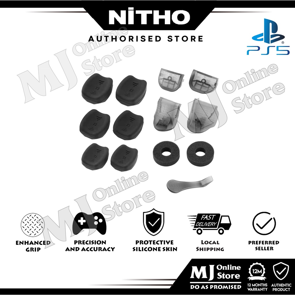 Nitho PS5 FPS ชุดเกมมิ่ง สําหรับ PlayStation 5 Dual Sense Controller Customizing Kit with Thumb Grips Ergonomic Button