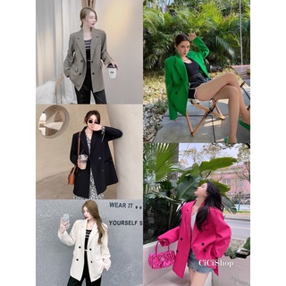 Cicishop(2027)เสื้อสูทเบลเซอร์ ทรงสวย มีเสริมบ่าดีเทลแต่งกระ…