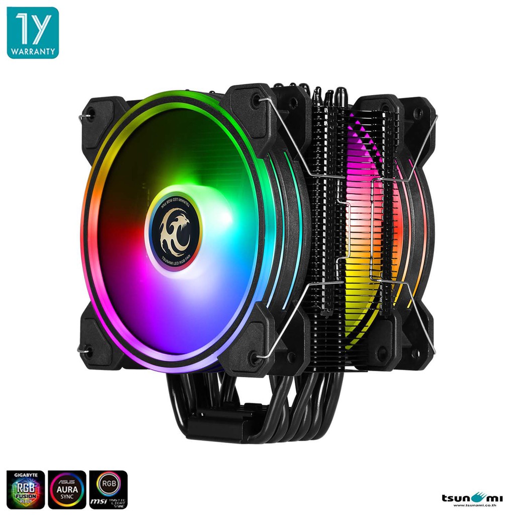 ซีพียูคูลเลอร์ Tsunami Protector Series TSS-9100  6 Heatpipe 180W ARGB CPU Cooler (Intel/AMD Compati