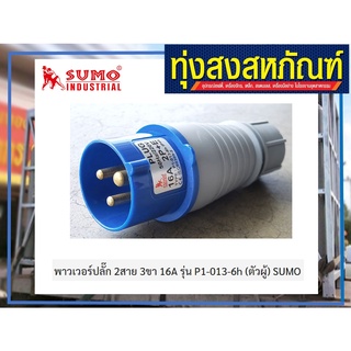 พาวเวอร์ปลั๊ก 2สาย 3ขา 16A รุ่น P1-013-6h (ตัวผู้) SUMO