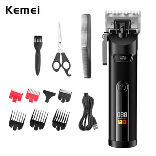 Kemei ปัตตาเลี่ยนตัดผมไฟฟ้า ไร้สาย ใบมีดปรับได้ ชาร์จได้ แบบมืออาชีพ สําหรับผู้ชาย 2022