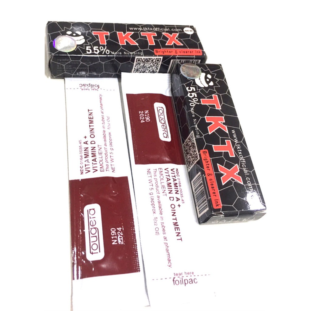 ( ชุด 2 หลอด) ย า ชา สำหรับสักลาย สักคิ้ว ปาก TKTX 55% ดำ แถมครีมทาหลังสัก
