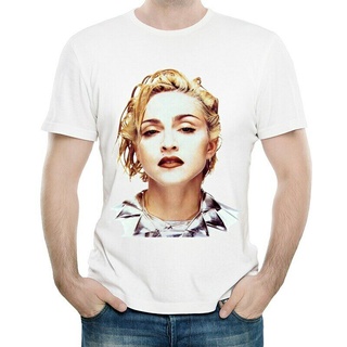 tshirtเสื้อยืดคอกลมฤดูร้อนหายาก! เสื้อยืด ลาย Madonna สีขาว สําหรับผู้ชาย และผู้หญิง Li663Sto4XL