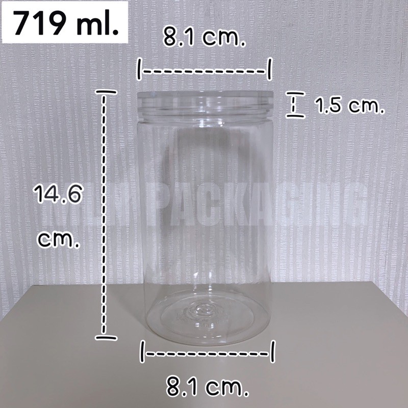 กระปุก PET ฝาเกลียว 719ml. (รุ่นเดียวกับ 319/419) (บรรจุของเหลวได้)