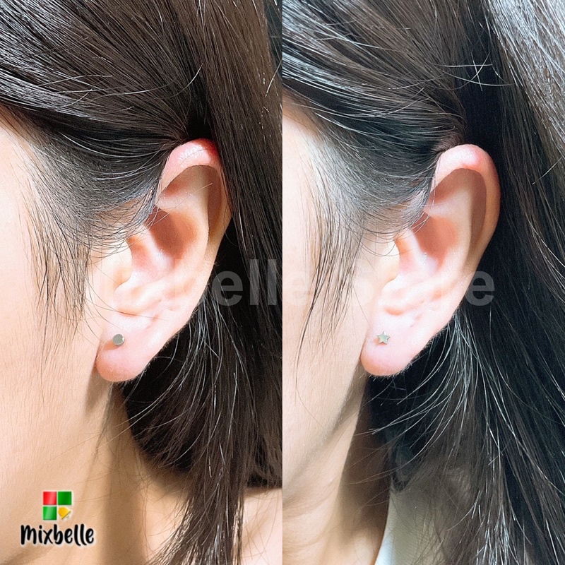จิวหูแป้นแบน ต่างหูสแตนเลส 316L ไม่ลอก ไม่ดำ สำหรับผิวแพ้ง่าย [รหัส DC]