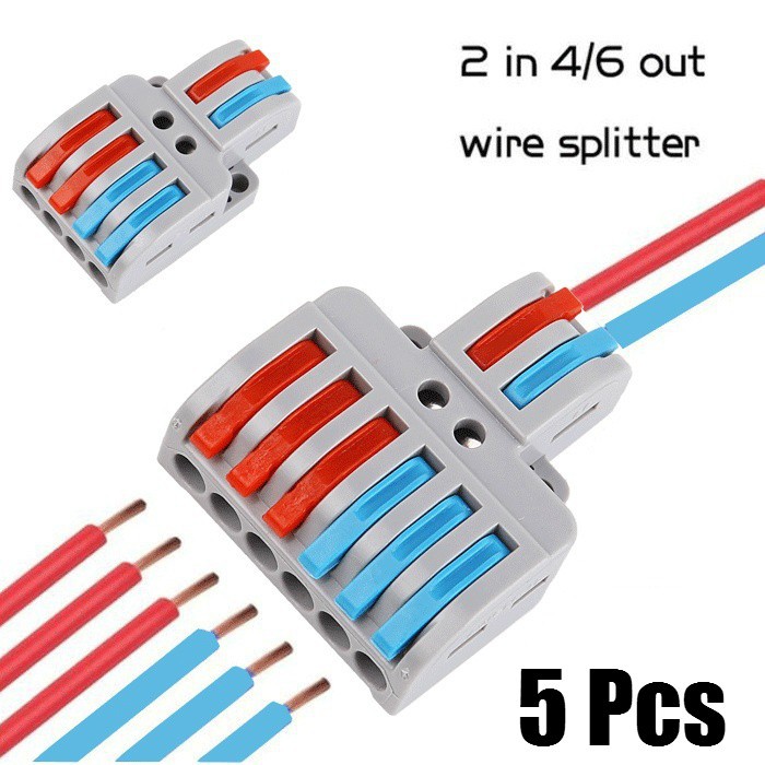 5 ชิ้น LT-422/623 ขั้วต่อสายไฟ 2 ใน 4/6 Out Wire Splitter Terminal Electrico บล็อกขนาดกะทัดรัดสายไฟ 