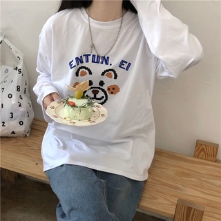 Spring and Autumn New ins fashionable long-sleeved T-shirt female students Korean style loose preppy style all-matching