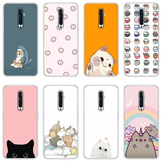 เคสซิลิโคนใส ลายการ์ตูนแมวน่ารัก กันกระแทก สําหรับ OPPO f17 reno 2 Reno2 F reno 4 reno 4 pro