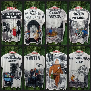 เสื้อยืดดีบุก พิมพ์ลายการ์ตูน Tintin series 01-08 BANGKOK ขนาดใหญ่ XL XXL XXXL