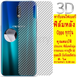 1Pซื้อ1แถม1 ฟิล์มหลังสีใส  คาร์บอนไฟเบอร์ฟิล์มหลังอ่อนเต็มจอ Oppo F11 F9 F7 F5 A15 A15S A3S A5S A7 A12 A12E A31 A83 A92 A52 A33 A53 A93 A5 A9 2020 Reno 3 4 5 4G ฟิล์มหลังสีใส