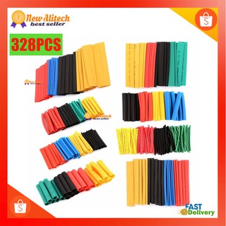 New Alitech ท่อหดหุ้มสายไฟ 2:1 164 ชิ้น/ 328 ชิ้น Assorted Shrinking Heat Shrink Tube Wrap Wire Cable Insulated Sleeving