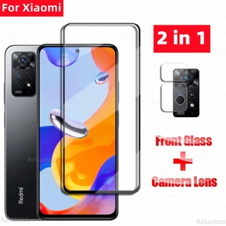 2in1 กระจก สําหรับ Xiaomi Redmi 9T 8A 9A 9C 10C 10A Note 11 8 8T 9 10 Pro Plus Pro+ 5G 11S 10S 9S Poco M3 X4 NFC M5s M5 M4 X3 Pro C31 C40 F2 F3 F4 GT Mi 10T 9 12T 11T Pro 12 11 Lite 5G NE 4G กระจกนิรภัยกันรอยหน้าจอ