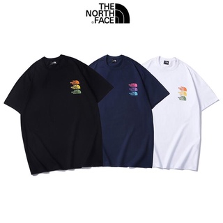 เสื้อยืดแขนสั้นเนื้อผ้าฝ้ายแฟชั่นพิมพ์ลาย The North Face สําหรับผู้หญิงและผู้ชาย