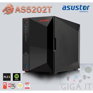 ASUSTOR NAS รุ่น AS5202T (HDD 2 Bay Max 36TB, J4005 Dual Core 2.0G, 2GB) ประกัน 3 ปี