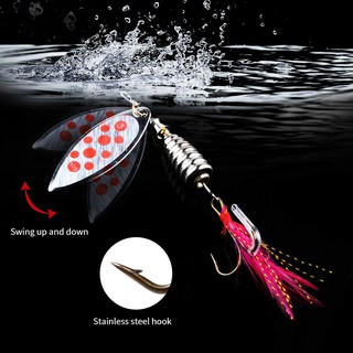 Hengjia 1 ชิ้น 8 ซม. 13 กรัม เหยื่อตกปลาโลหะ ตะขอเหล็กคาร์บอนสูง Swivel Spinner Fishing Bait เหยื่อล่อปลา