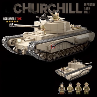 Mytopshop ใหม่ โมเดลรถถัง MOC WW2 Churchill Infantry MK.I UK ของเล่นเสริมการเรียนรู้เด็ก 1031 ชิ้น