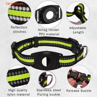 [largelook] Pet Collar Reflective Nylon Adjustable Collar Anti Missing Pet Positioning Collar Cat Reflective Collar Suitable For Apple Airtag Tracker Case