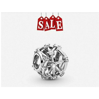 Pandora  silver  charm กลมเพชร เจ้าหญิง