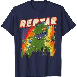 ผ้าฝ้ายคอกลมเสื้อยืด ลาย Nickelodeon Rugrats Reptar City Destruction สไตล์วินเทจ สําหรับผู้ชาย และผู้หญิง เสื้อยืด สไตล์