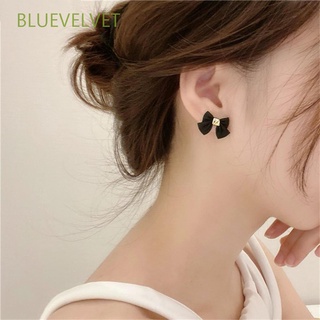 Bluevelvet เครื่องประดับต่างหูโบว์สไตล์เกาหลีวินเทจสําหรับผู้หญิง