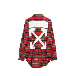 PROSPER - Off-white Distressed Plaid Arrows Flannel Shirt