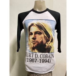 เสื้อวง แขนสามส่วน Kurt D. Cobain สไตล์วินเทจ