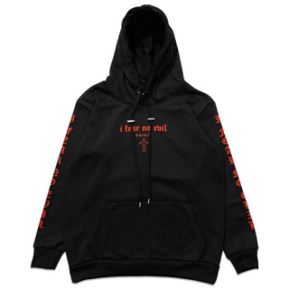 ลด 15% ใส่โค้ด PAYALL200  l l TZ worldwide I FEAR NO EVIL HOODIE - BLACK/RED