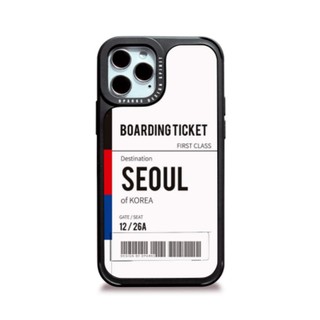 【Korean Phone Case】 Boarding Ticket Seoul ✈ Dparks Card Pocket Anti Shock Protective Bumper Case for Compatible for iPhone SAMSUNG 12 Pro mini Max 11 pro max xs xr se2 NOTE20 S20 21 10 Couple case