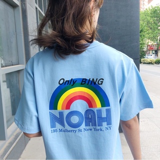 เสื้อยืดแขนสั้น พิมพ์ลาย Noah rainbow shop สีรุ้ง สไตล์คลาสสิก สําหรับผู้ชาย และผู้หญิง