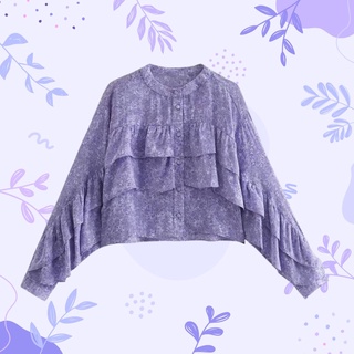 [𝗣𝗥𝗘-𝗢𝗥𝗗𝗘𝗥]💜Ruby top เสื้อแขนยาวแต่งระบายช่วงตัวและแขน หวานๆ