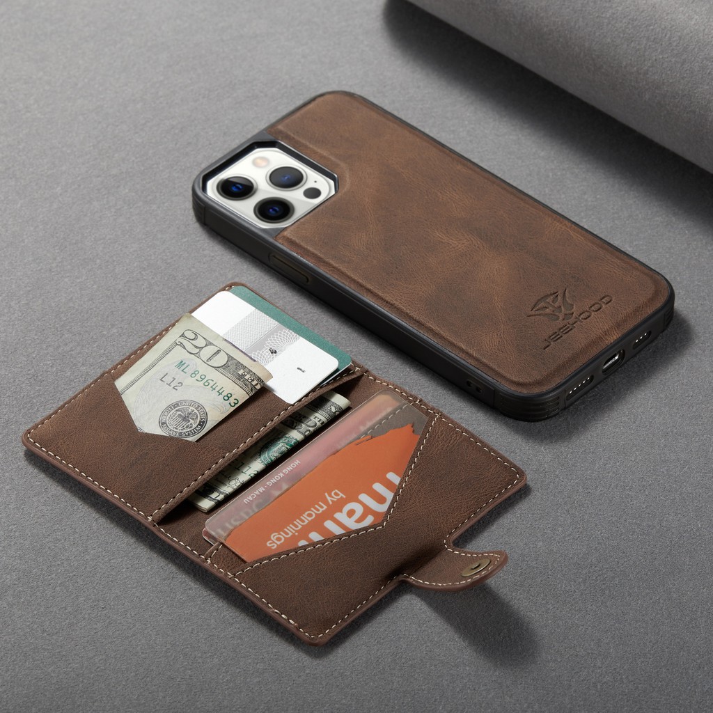 2 in 1 หนังไฮบริดด้านหลัง + กระเป๋าหนังเงินสําหรับ iPhone 16 14 15 13 11 12 Pro Max 15 Plus 13 Mini XR X XS Max กระเป๋าสตางค์