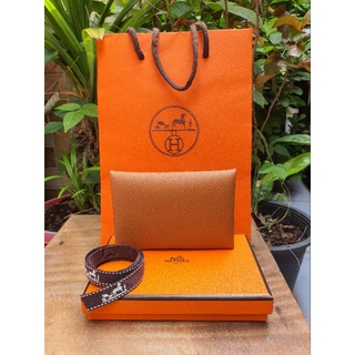 กระเป๋าใส่บัตร Hermes calvi สีน้ำตาล ใหม่ แท้ full set no rec