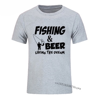 เสื้อยืดครอปเสื้อยืดลําลอง สําหรับผู้ชาย แขนสั้น คอกลม พิมพ์ลาย Fisher BeerS-5XL