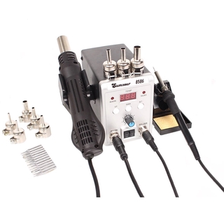 8586 760W 220V 2 in 1 ปืนลมร้อน บัดกรีเหล็ก SMD BGA เครื่องมือซ่อมแซมงานเชื่อมบัดกรี