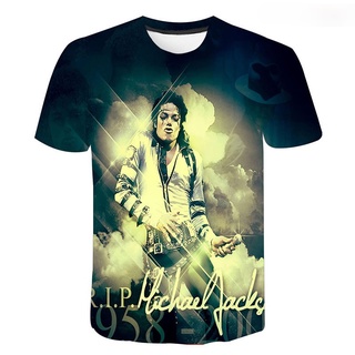 เสื้อยืด พิมพ์ลาย Michael Jackson 3 มิติ สไตล์ฮิปฮอป สตรีท ฮาราจูกุ แฟชั่นสําหรับผู้ชาย และผู้หญิง