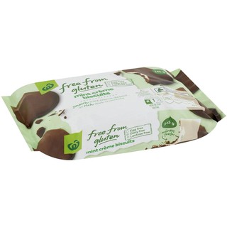 Woolworths Free From Gluten Mint Cream Biscuits 145g ฟรีจากบิสกิตครีมกลูเตนมิ้นต์