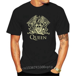 ขายดี เสื้อยืดลําลอง แขนสั้น พิมพ์ลายโลโก้เพลงร็อค Queen Band สีดํา สําหรับผู้ชาย ELddfd87NIopef54