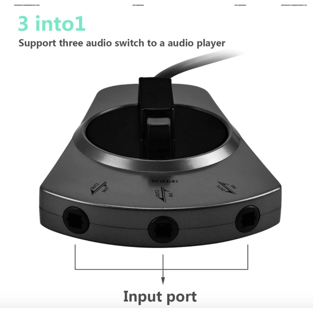 Digital Toslink Switch SPDIF Optical Audio Switch Toslink Cable Switcher Selector Hub Box for DVD CD player