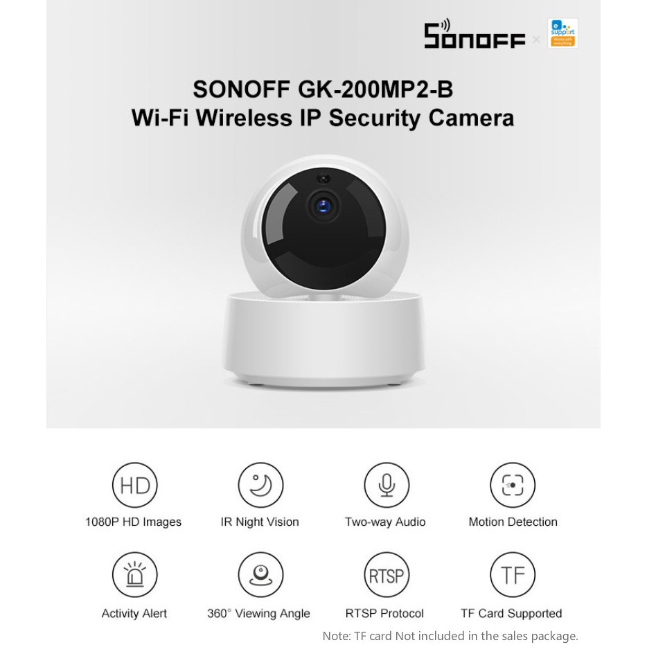 SONOFF GK-200MP2-B กล้องวงจรปิด 1080P พร้อม adapter (ใช้กับแอพ eWeLink) รับประกัน 1 เดือนเต็ม