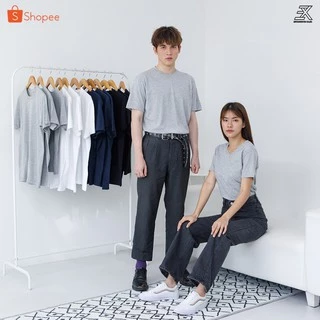 Expogarment เสื้อยืดสีเทาท็อปดรายอ่อน คอกลม คอวี ไม่มีตะเข็บข้าง ไซส์S-6XL หดเกิน3%ยินดีคืนเงิน