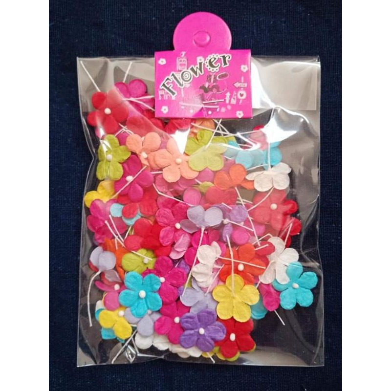 ดอกกระดาษสาแต่งของ100ดอก#ดอกจุ๋มจิ๋มเกสรด้าย*พร้อมส่ง