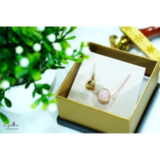 925 Sterling Silver necklace สร้อยคอเงินแท้ x Rose quartz 10 mm.